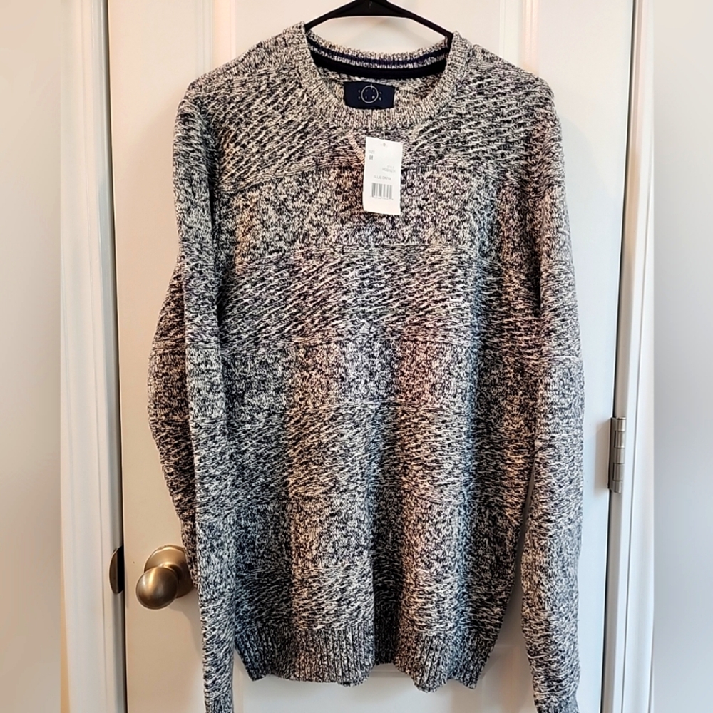 Even Tide Long Sleeve Pull Over Sweater Blue Onyx Knit NWT Mens Large